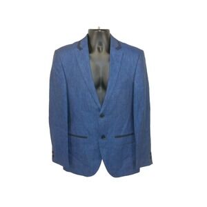 Saville Row Mens Sportcoat 36R Blue Linen 2 Button Dual Vent Lined Blazer Jacket